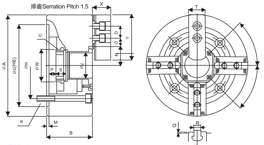 NIT-200 4-JAW THROUGH HOLE POWER CHUCK ADAPTER INCLUDED 0