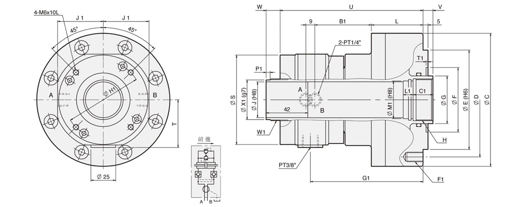 MM High speed and compact through-hole rotary hydraulic cylinder 0