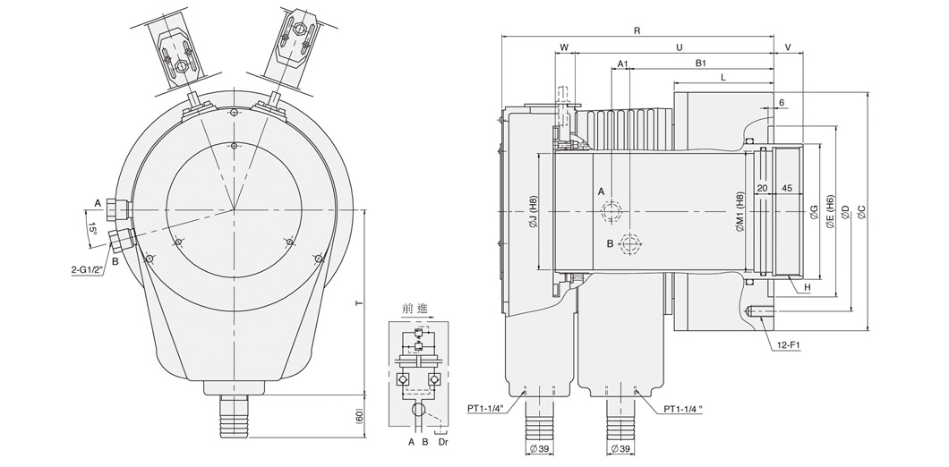 ML Extra large through-hole compact rotary hydraulic cylinder 0