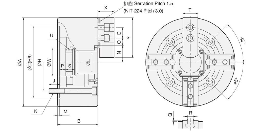 NIT 4 jaw through hole power chuck (adapter excluded) 0